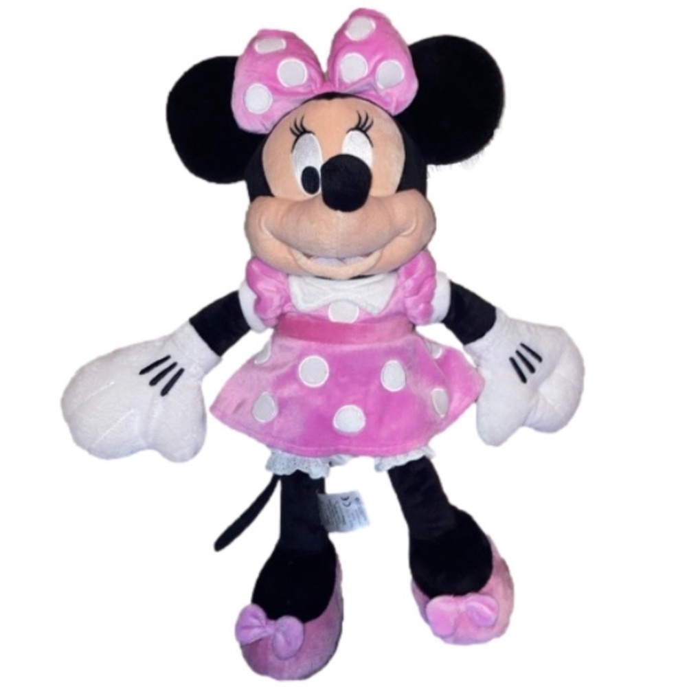 Disney Store Minnie Mouse Plush Pink Polka Dots Doll Toy Authentic 18”